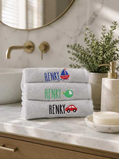 Personalized Kids Face Cloth Embroidered Flannel Washcloth - image 1