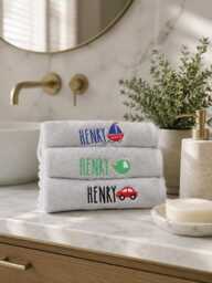 Personalized Kids Face Cloth Embroidered Flannel Washcloth - thumbnail 1