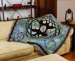 Irish Celtic Tree Of Life Woven Tapestry Throw Blanket By Jen Delyth, Soft Artistic Textured Design 100% Cotton Made in Usa 54x54 - thumbnail 1