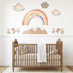Rainbow Mountain Wall Decals Boho Nursery Stickers Neutral Decor Cloud Peel & Stick Kids Room - thumbnail 1