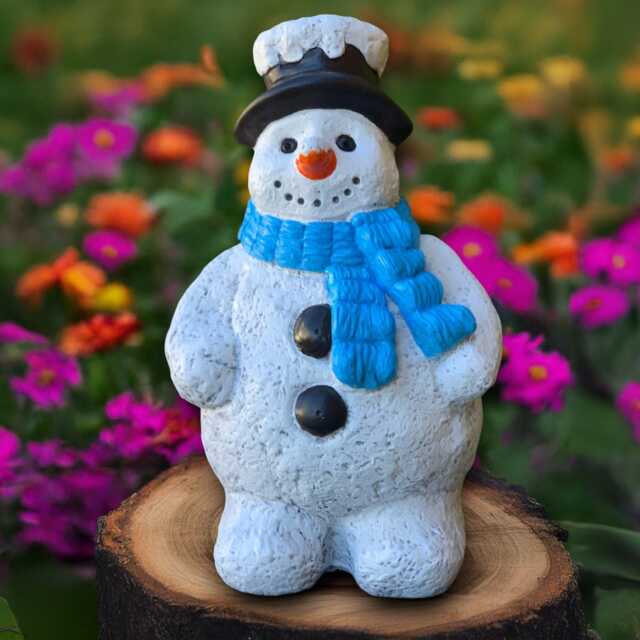 Large Snowman Statue Concrete Sculpture Outdoor Happy Figure Handmade Decor Front Door Ornament Snowman Lover Gift - image 1
