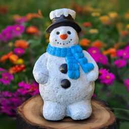 Large Snowman Statue Concrete Sculpture Outdoor Happy Figure Handmade Decor Front Door Ornament Snowman Lover Gift - thumbnail 3