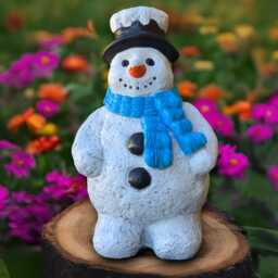 Large Snowman Statue Concrete Sculpture Outdoor Happy Figure Handmade Decor Front Door Ornament Snowman Lover Gift - thumbnail 1