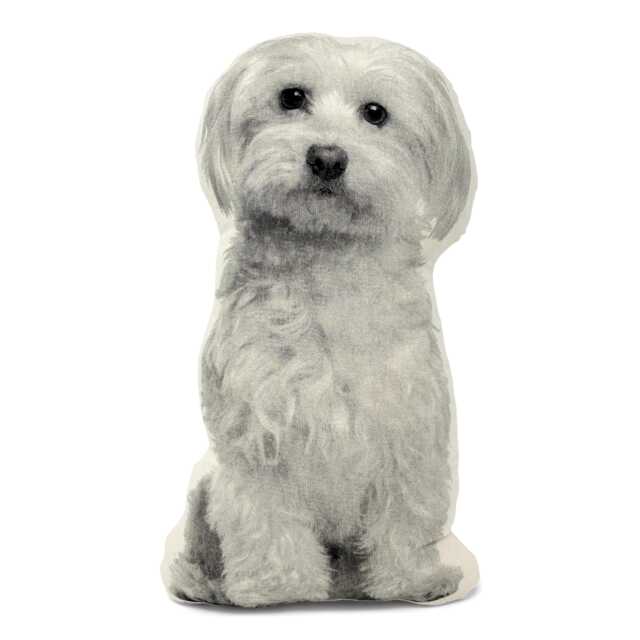 Silkscreened Maltese Dog Pillow, Contour Shaped Throw Pillow - image 1
