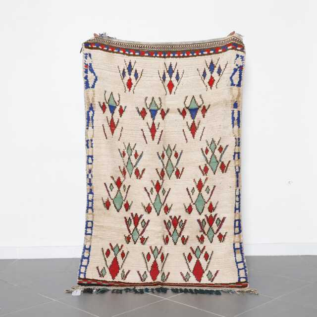 Vintage Berber Wool Rug Handmade Moroccan Tribal Carpet - 190x120cm - image 1