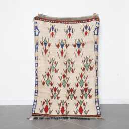 Vintage Berber Wool Rug Handmade Moroccan Tribal Carpet - 190x120cm - thumbnail 1