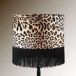 Luxury Leopard/Cheetah Print Velvet Drum Lampshade With Black Fringe