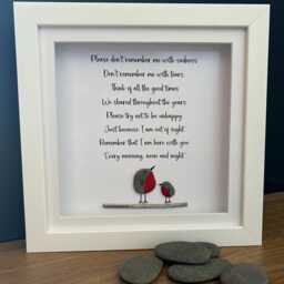 Robin Pebble Picture, Robins Appear, Memorial Gift, Birthday Sentimental Bereavement, Robin Wall Art, Poem, Frame - thumbnail 2