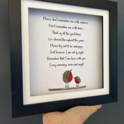 Robin Pebble Picture, Robins Appear, Memorial Gift, Birthday Sentimental Bereavement, Robin Wall Art, Poem, Frame - thumbnail 3