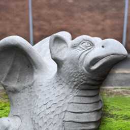 Concrete Griffin Statue Stone Mythical Creature Sculpture Gothic Cement Ornament Handmade Fantasy Garden Decor Front Door Guardian - thumbnail 2