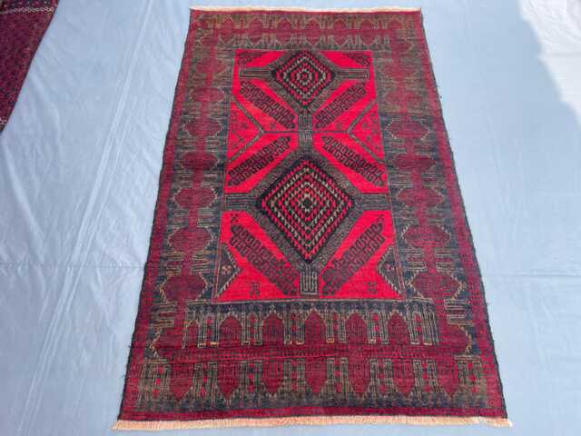 3x5 Afghan Tribal Rug - Hand-Knotted Wool Accent With Red & Yellow Geometric Design, Veg Dyed, Ideal For Living Room Or Kids Gift - image 1