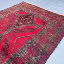 3x5 Afghan Tribal Rug - Hand-Knotted Wool Accent With Red & Yellow Geometric Design, Veg Dyed, Ideal For Living Room Or Kids Gift - thumbnail 3