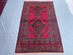 3x5 Afghan Tribal Rug - Hand-Knotted Wool Accent With Red & Yellow Geometric Design, Veg Dyed, Ideal For Living Room Or Kids Gift - thumbnail 1