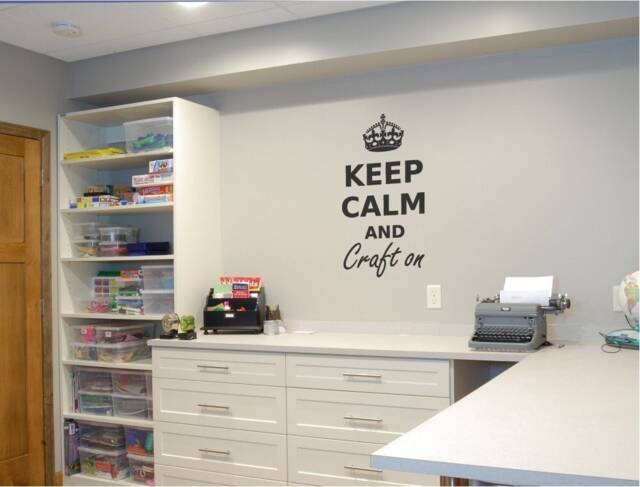 Keep Calm & Craft On Wall Sticker, Room Sign, Decal, Quote, Ideas, Decal - image 1