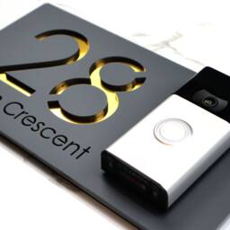 K Smart Sign - Bellissima Db Ring Nest Video Wifi Doorbell Mount Plate Laser 3D Matt Dark Gray & Copper Mirror Door Number House Plaques - thumbnail 1