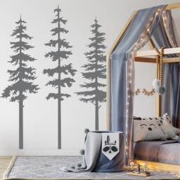 Pine Tree Wall Decals - Set Of 3 Woodland Nursery Decor, Nature Stickers, Forest Art - thumbnail 3