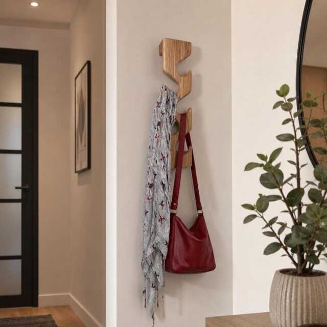 Vertical Space Saving Coat Rack - Modern Hallway Decor Wall Mounted - image 1