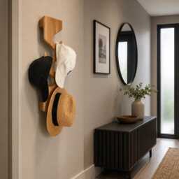 Vertical Space Saving Coat Rack - Modern Hallway Decor Wall Mounted - thumbnail 2