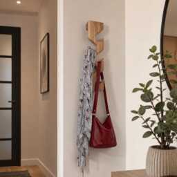 Vertical Space Saving Coat Rack - Modern Hallway Decor Wall Mounted - thumbnail 1