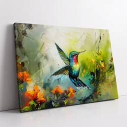 Hummingbird Abstract Bird Oil Painting Splatter Style Pet Animal Flying Wall Art Framed Canvas Poster Print Home/Office Room Decor Gifts - thumbnail 2