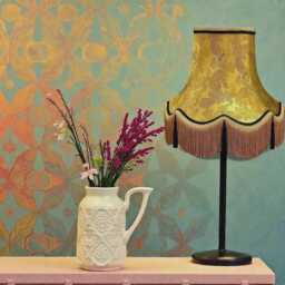 Gold Paisley Fabric Lampshade Handmade in The UK For Table & Floor Standard Lamp Shades, Ceiling Lights, Clip On Wall Lights - thumbnail 2