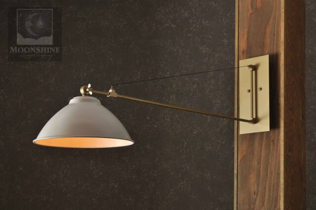 The Atwater, Modern Industrial Arm Wall Sconce With Brass Hardware & Customizable Finishes, Bar Light, Modern Custom Light - image 1