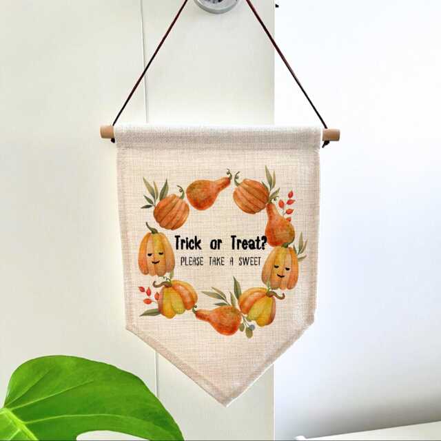 Halloween Pennant - Wall Sign Pumpkin Season Decor Boho Cute Flag - image 1