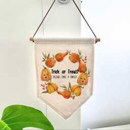 Halloween Pennant - Wall Sign Pumpkin Season Decor Boho Cute Flag