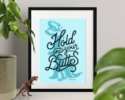Jurassic Park Print - Hold On To Your Butts, Quote Print, Gift, Wallpaper, Art, Decal, Movie Poster, Sign, Dinosaur, Wall Art - thumbnail 1