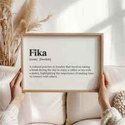 Fika Art Lagom Poster, Swedish Gifts For Families & Friends, Scandinavian Wall Posters, Modern & Sophisticated Art, Cosy Home - thumbnail 1