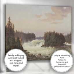 Dramatic Forest Waterfall River Rapids Scenic Landscape Canvas Wall Art Print Decor Picture Ready To Hang - thumbnail 3