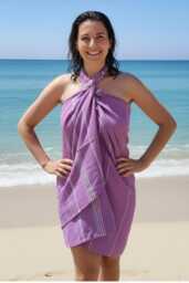 Handmade Turkish Cotton Peshtemal Towel Set Dark Lilac Bath & Hand