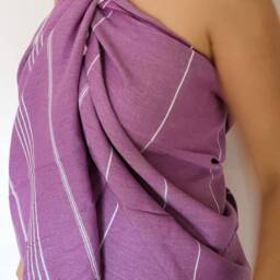 Handmade Turkish Cotton Peshtemal Towel Set Dark Lilac Bath & Hand - thumbnail 4