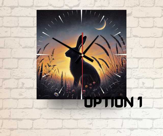 Rabbit Sunset Glass Wall Clock Nature Inspired Home Decor - image 1