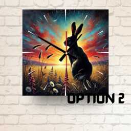 Rabbit Sunset Glass Wall Clock Nature Inspired Home Decor - thumbnail 2