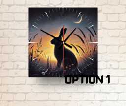 Rabbit Sunset Glass Wall Clock Nature Inspired Home Decor - thumbnail 1