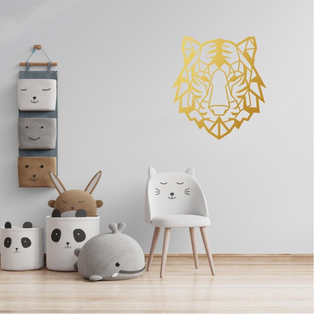 Geometric Tiger Head Wall Art, Minimalist, Modern, Abstract, Decal, Mural, Transfer, Boho -G052 , 5 Sizes, 36 Colour Options - image 1