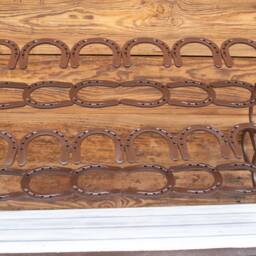 Rustic Brown Horseshoe Boot Rack- Decor - Organizer 6 Pairs Of Boots- Art Country - thumbnail 2