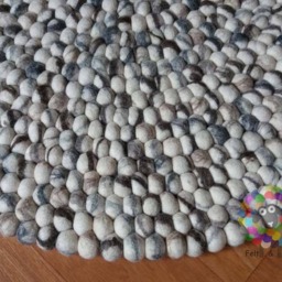 Handmade Wool Felt Ball Rug Tie Dye Pom Design - thumbnail 3