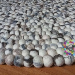 Handmade Wool Felt Ball Rug Tie Dye Pom Design - thumbnail 2
