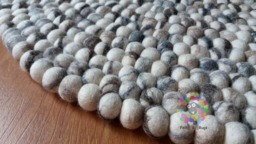 Handmade Wool Felt Ball Rug Tie Dye Pom Design - thumbnail 1