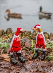 Santa Christmas Duck. Bamboo Duck Ornament. Handmade. Ducks. Father Decoration. Secret - thumbnail 2
