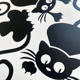 Cat Decal - Stickers Cute Wall Art Decor Black Love Sticker - thumbnail 3