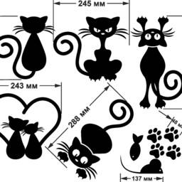 Cat Decal - Stickers Cute Wall Art Decor Black Love Sticker - thumbnail 4