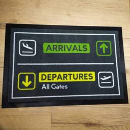 Entrance Mat Arrivals & Departures. Doormat Aviation. Welcome With Plane - thumbnail 3