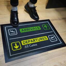 Entrance Mat Arrivals & Departures. Doormat Aviation. Welcome With Plane