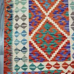 Tribal Runner Rug, Handmade Artisan Afghan Turkish Scandinavian Navajo Bohemian Flatweave Wool Kilim Rug 297x83 cm - thumbnail 2