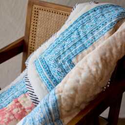 Keepsake Baby Quilt - Hand Block Printed Cotton, Heirloom Nursery Bedding, Personalized Name Blanket - thumbnail 2
