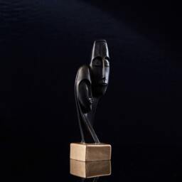 Cycladic Devotion Couple Figurine Modern Greek Adoration Statue, Bookshelf & Mantel Sculpture Decor - thumbnail 3