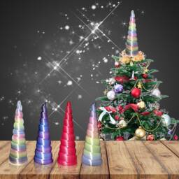Christmas Unicorn Tree Topper, Decorations - D??cor For Kids Party, Holidays, Girls Room - thumbnail 3